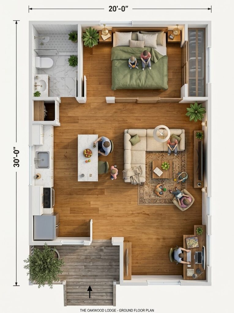 Modern 20x30 small house with one bedroom and compact single-story design